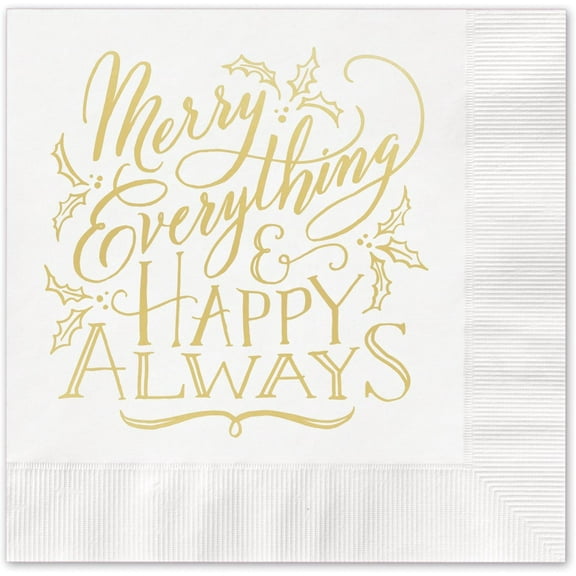 Masterpiece Studios 20-Count Gold Foil Party Napkins, Merry Everything