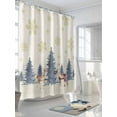 thumbnail image 3 of Christmas Tree Elk Shower Curtain Set, Waterproof Shower Curtains for Bathroom, Farmhouse Golden Snowflake Xmas Washable Fabric Cloth Bath Curtain for Bathtub Decoration with Hooks 54x78 Inches, 3 of 6