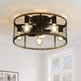thumbnail image 4 of 20 Inch Indoor Caged Ceiling Fan with Light Remote Control Led Bulb Ceiling Fan,Black Metal Electrical Appliances Fans, 4 of 8