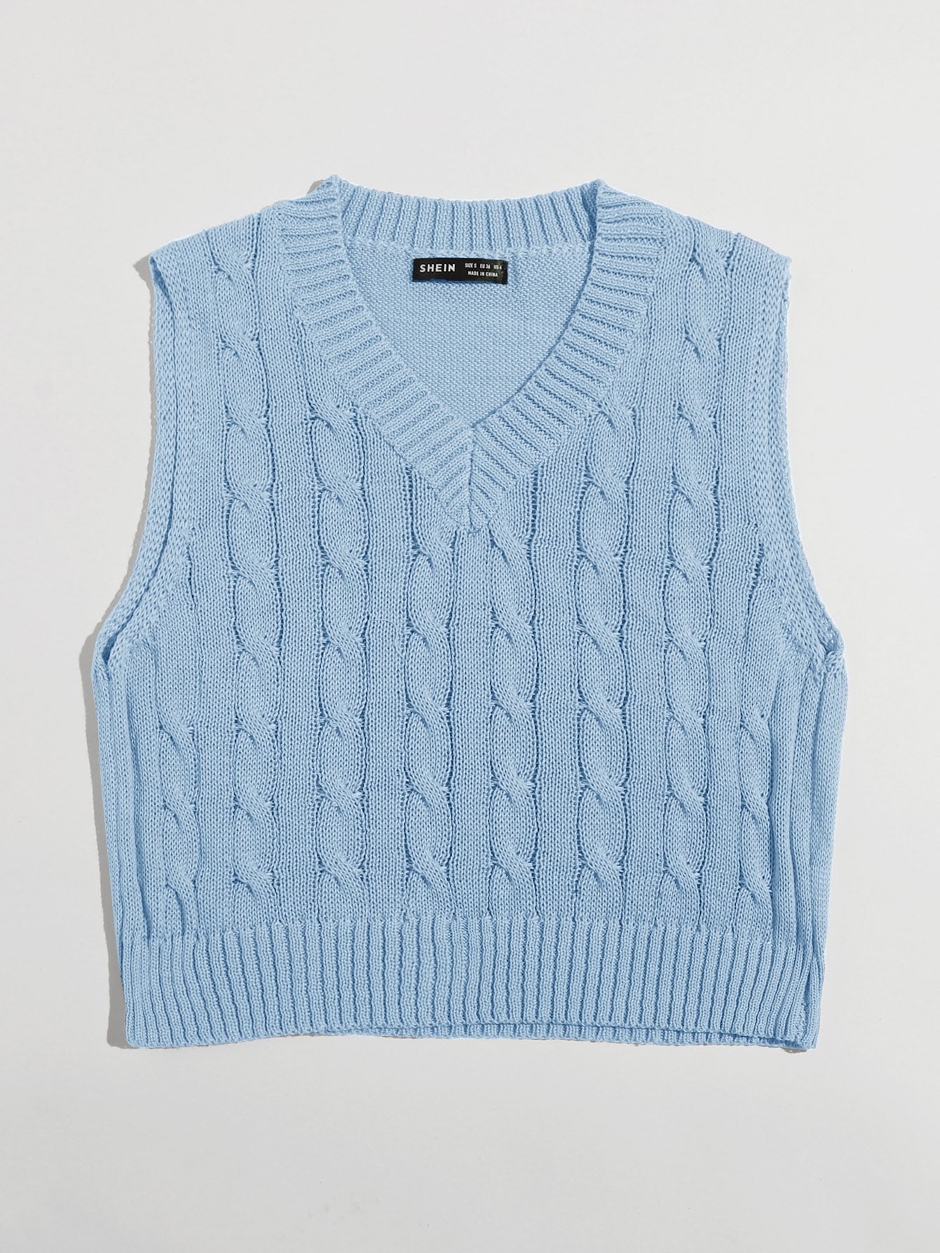 Baby Blue Cable Knit Cropped Sweater 