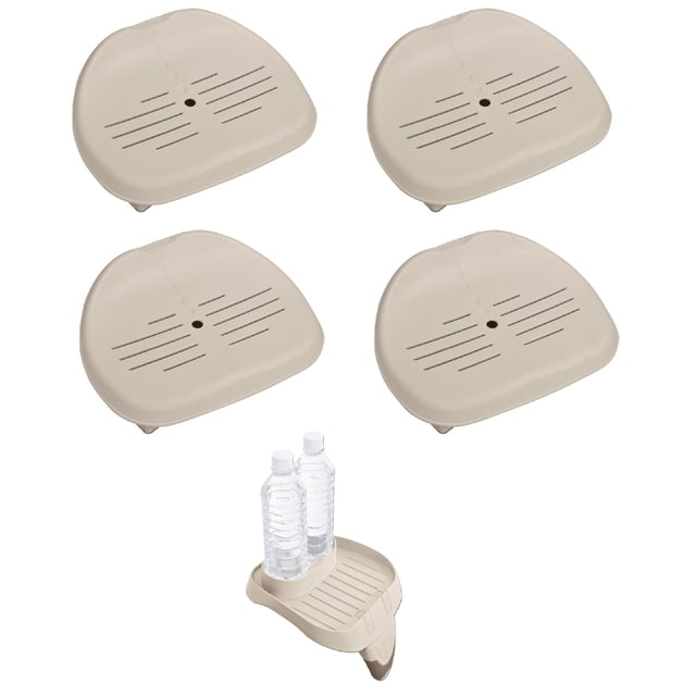 Intex Siège de Spa Antidérapant (4 Pack) avec Porte-Gobelet et Plateau de Rafraîchissement