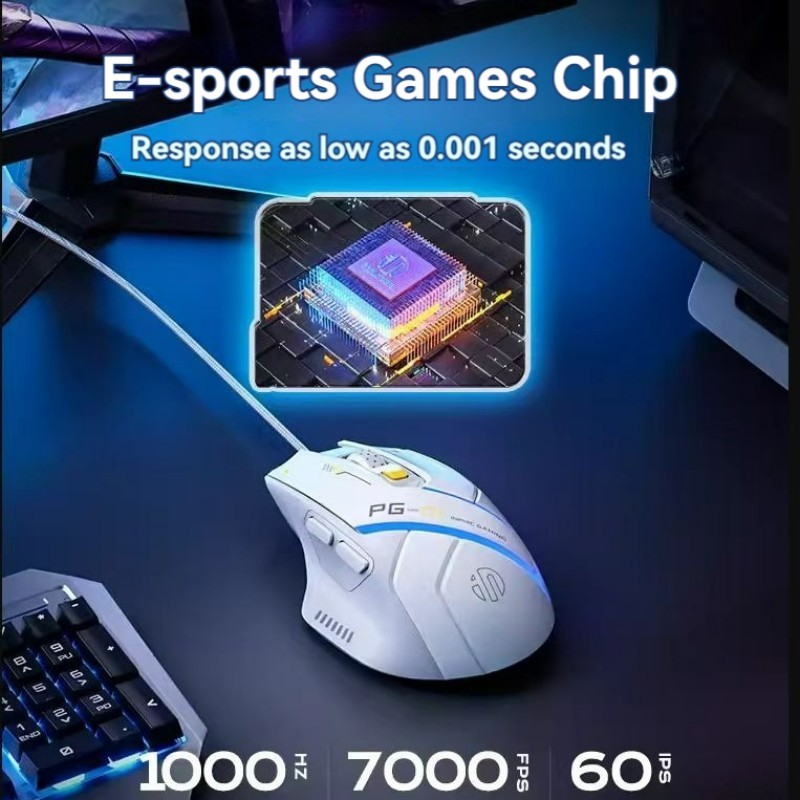 Inphic Pg1 Wired Mouse Gaming Mouse RGB Light Emitting   Macro Programming 12800DPI  6 Keys Computer Mouse 1000hz Polling Rate
