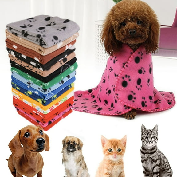Cheers.US 2Pcs Soft Dog Bed Blanket, Washable Puppy Blankets Cat Kitten Blanket, Fluffy Pet Bed Throw Blanket, Cute Paw Print Pet Blanket for Furniture, Couch Sofa