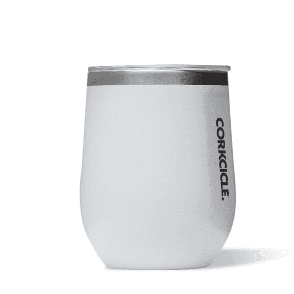 Corkcicle Stemless Insulated Wine Glass Tumbler, Gloss White, 12 oz – Stainless Steel Stemless Wine Glass Keeps Beverages Cold for 6 Hours, Hot for 3 Hours – Non-Slip, Easy-Grip Insulated Cup