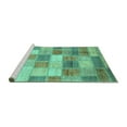 thumbnail image 2 of Ahgly Company Machine Washable Indoor Square Patchwork Turquoise Blue Transitional Area Rugs, 7' Square, 2 of 4
