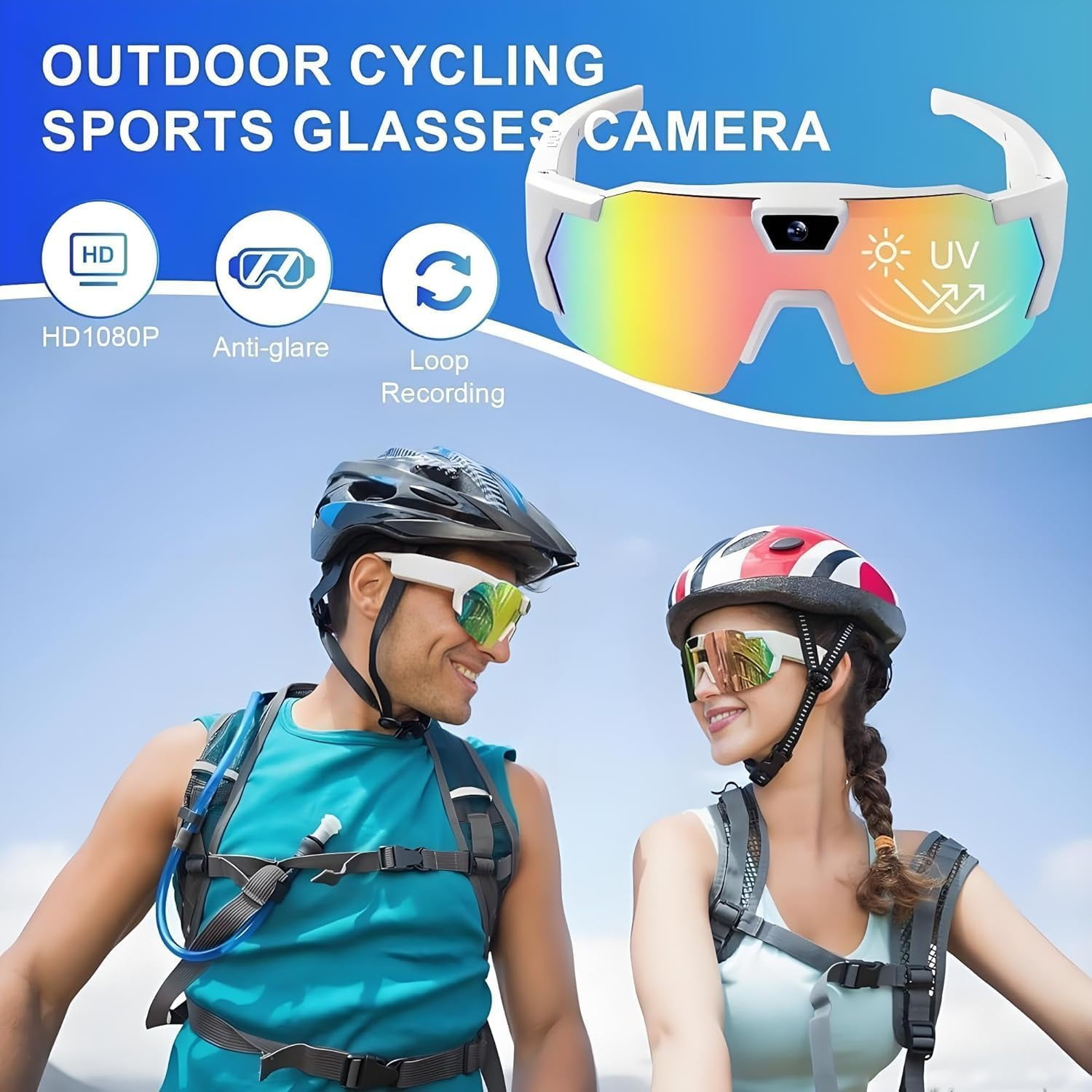 4K HD POV Baseball Glasses with Camera, Upgrade Smart Video Recording Glasses, Lightweight and Ultra-Long Sports Recording Action Audio Camera Sunglasses