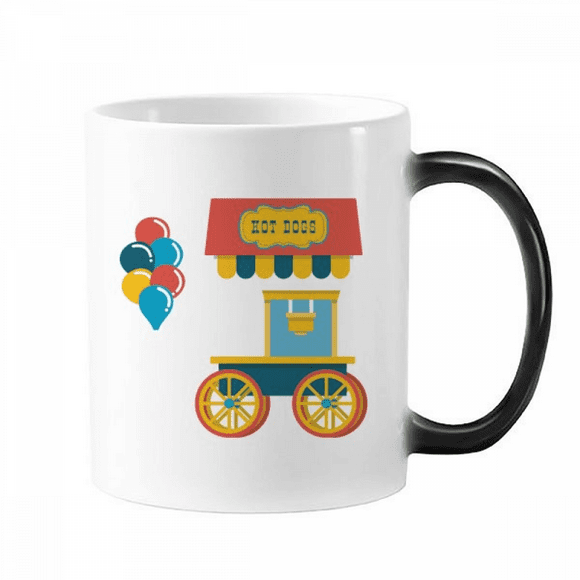 Amazing Funny Park Hot Dog Illustration Changing Color Mug Morphing Heat Sensitive Cup With Handles 350 ml