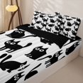 thumbnail image 2 of Manfei Playful Cat Zipper Twin Comforter Sets with Fitted Sheet and 2 Pillowcases, Cartoon Kitten Zipper Bedding Set, Black White, Black Reversible, 4 Pieces, 2 of 7