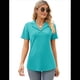 thumbnail image 3 of Camisas de Mujer con Cuello de Solapa, Cuello en V, Blusa de Corta, Blusa Informal Elegante. Azul L, 3 of 9