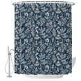 thumbnail image 2 of Dandelion Waterproof Fabric Shower Curtain,Navy Blue Flowers Modern Minimalist Spring Waterproof Fabric Shower Curtain for Bathroom Curtains Bathtubs Shower Curtains with 12 Hooks Extra Long 72x96, 2 of 8