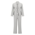thumbnail image 5 of GILIGEGE Two Piece Sets for Women Trouser Suit Women's Elegant 2 Piece Wide Leg Pants Suit Business Suit Set Two Piece Plain Trousers Festive Long Trouser Suits Grey Xl, 5 of 6