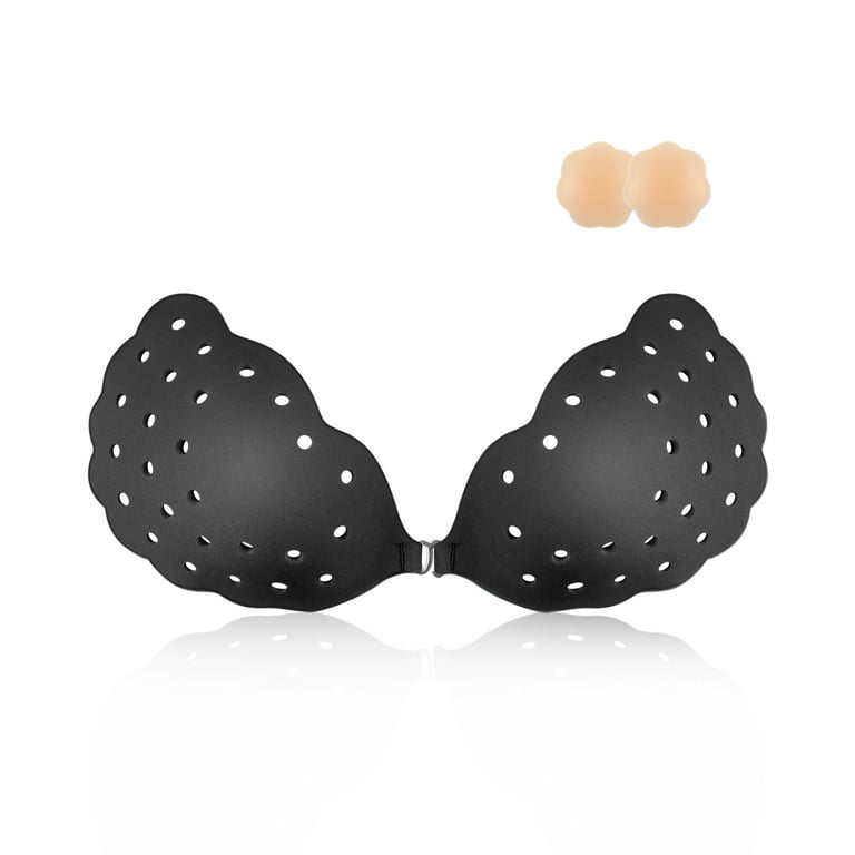 Niidor Reusable Strapless Push-up Invisible Adhesive Bra for Women, Sticky  Bra With Silicone Nipple Covers