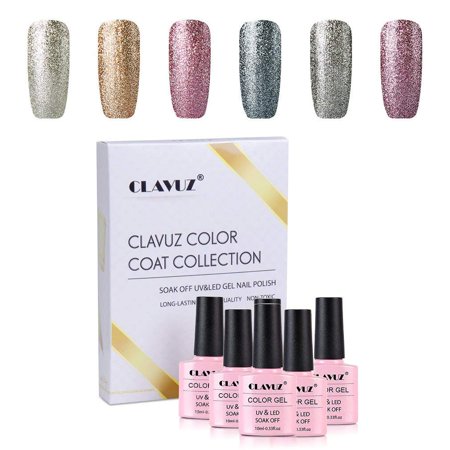 CLAVUZ 6PCS Platinum Gel Nail Polish Kit 10ML Soak Off UV LED Nail Varnish Lacquer Beauty Salon Manicure Nice Supper Bright Nail Art Tool Set