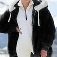 thumbnail image 2 of Fleece Jacket Women Plus Size Warm Winter Coats Fluffy Sherpa Hoodie Zip up Casual Color Block Faux Fur Cardigan Coat Shaggy Cardigan Sweater Outerwear, 2 of 4