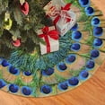 thumbnail image 2 of Christmas Tree Skirt,Peacock Feathers Circle Xmas Tree Skirt Rustic Farmhouse Tree Skirt for Christmas Decor Xmas Holiday Home Party Decorations48, 2 of 6