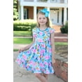 thumbnail image 2 of Millie Loves Lily Girls Turquoise Filagree Floral Angel Sleeve Dress & Short Set, Big Girls, Size 10, 2 of 3