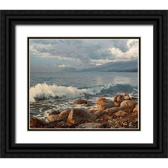 Adamov, Alexey 31x26 Black Ornate Wood Framed with Double Matting Museum Art Print Titled - Wave in the Morning