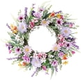thumbnail image 2 of Junepar 20" Spring Wreaths for Front Door with Artificial Lavender Colorful Flowers Green Leaves Wreath for Home Wall Party Decor, 2 of 7