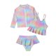 thumbnail image 1 of Odeerbi 4-8 Años Bikini de La Cuerda de La Playa de Verano de Las Niñas Con La Camisa de La Guardia de Las Erupciones Set Traje de Baño Gradiente Ropa de Playa Hawaiana, 1 of 6