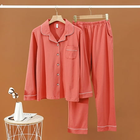 

XIAOFFENN Men Casual Single Pocket Solid Cardigan Long Sleeves Sleepwear Tops And Pants Turndown Suit