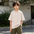 thumbnail image 7 of Luvrsol Boys' T-Shirt Unisex Kids Solid Basic Breathable Cotton Plain Daily Layering Tops 110-150, 7 of 7