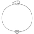 thumbnail image 4 of Sterling Silver Brilliant Embers Rhodium-Pl Cz Heart Anklet With 1In Ext. Made In India qmp1085-9, 4 of 5