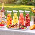 Ice Tea Pitcher Set TARNIQOZ Plastic Carafe with Lid Set of 4, 35 Oz Round Base Juice ...