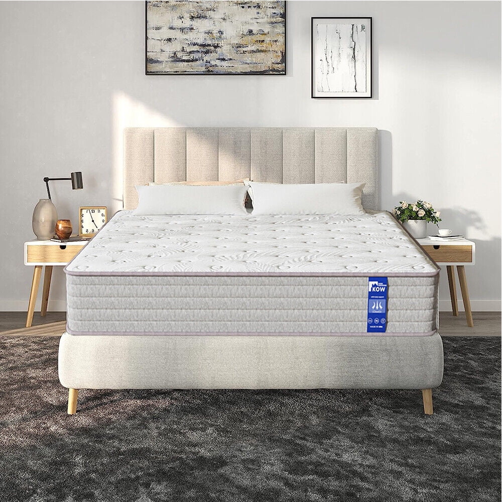 KOW® 12 inch King Size Innersping Mattress in a box,Medium Firm,Pressure Relief,5 Zones Support,Egde Support & Comfortable Foam