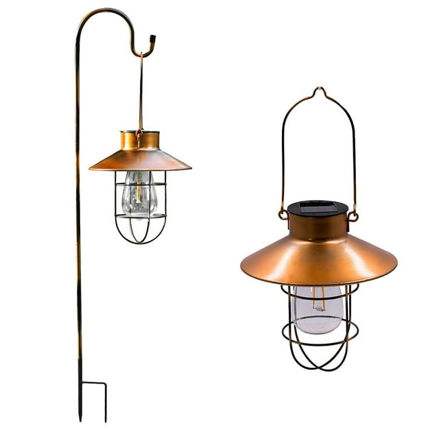 2 Pack Hanging Solar Lights with Shepherd Hook Metal Waterproof