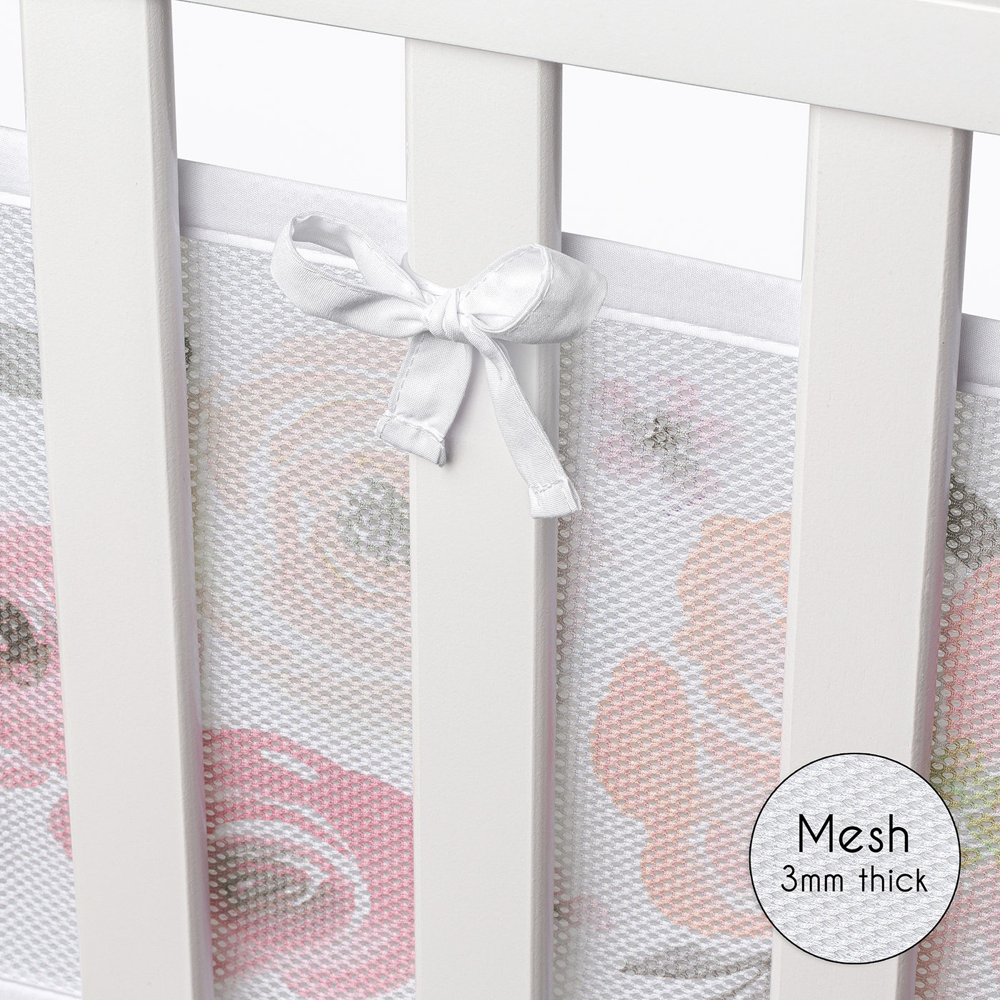 Sweet Jojo Designs + BreathableBaby Watercolor Floral Pink Grey and White Breathable Mesh Crib Liner Pad