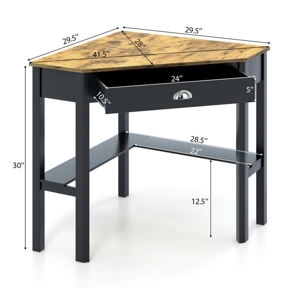 Demi Bonn Corner Wooden Piece Laptop Computer Desk, Small Home Office Desk Study Writing Table, White