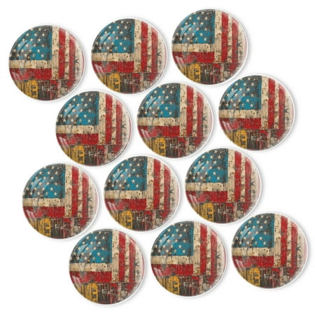 

Strong Refrigerator Magnet Fridge Sticker Textured Patriotic Flag 12Pcs Beautiful Photo Decorative Magnet Set Small Round Crystal Glass Craftwork for Refrigerator Decor