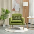 thumbnail image 2 of Velvet Chair, Upholstered Chair with One Lumbar Pillow, Barrel Armchair with High Back and Golden Metal Legs for Living Room Bedroom and Reception Room, Olive, 2 of 7