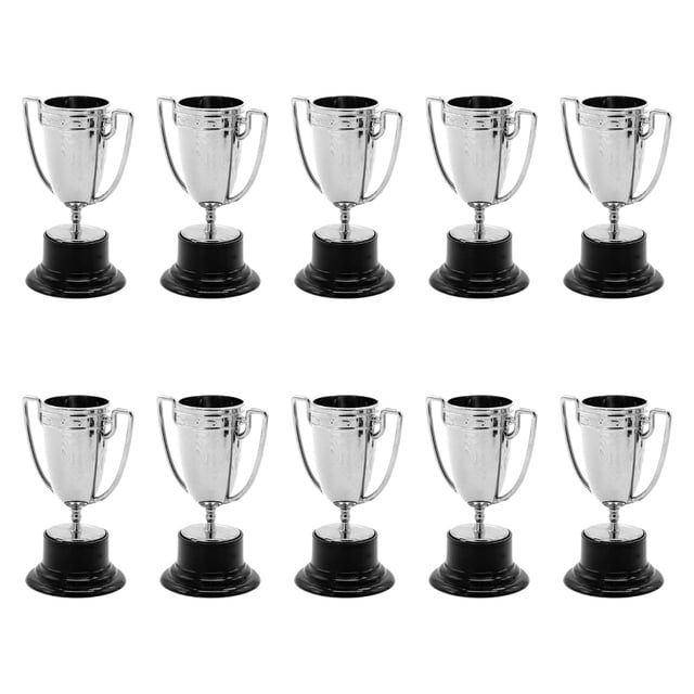 Bunblic 10 Pcs Mini Trophées de Récompense Portables Multifonctions Petits Trophées pour Enfants et Adultes pour Accessoires Cérémonie Récompenses Sportives Prix de Jeu Argent