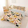 thumbnail image 2 of Homewish Funny Dachshund Animal Queen Comforter Set,Vintage Floral Comforter Sets Queen,Yellow,Light Gray Reversible,3-Piece,1 Comforter and 2 Pillowcases, 2 of 7