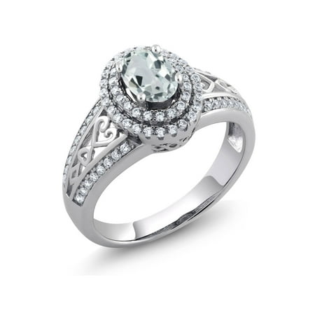 - 1.29 Ct Oval Sky Blue Aquamarine 925 Sterling Silver Ring