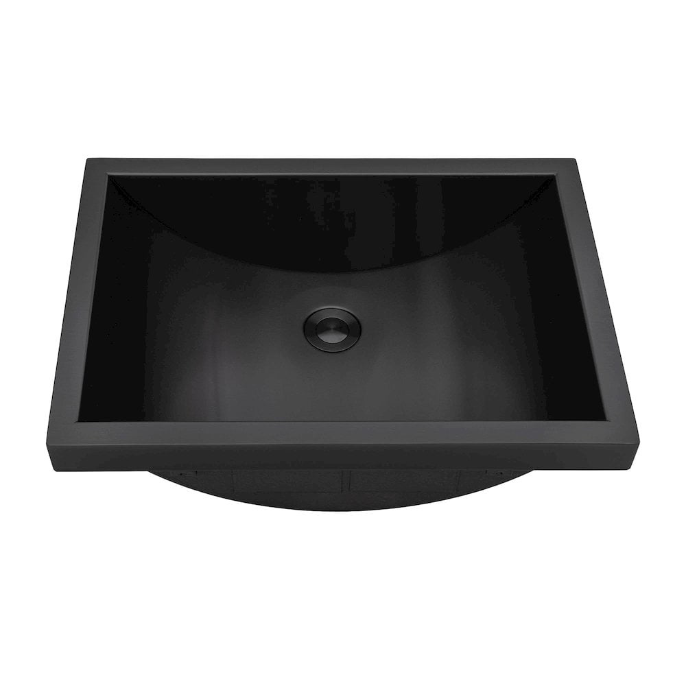 Ruvati 20 x 14 inch Black Stainless Steel Rectangular Bathroom Sink Semi-Recessed