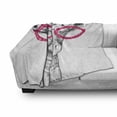 thumbnail image 3 of Funny Soft Flannel Fleece Throw Blanket, Hipster Animal Retro Fashion Round Glasses Summer Time Love Hand Drawn Style, Cozy Plush for Indoor and Outdoor Use, 50" x 70", White Pink, by Ambesonne, 3 of 6