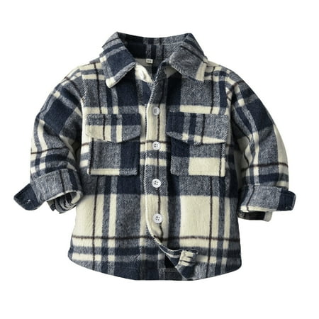 

Boys Tshirts Long Sleeve Winter Autumn Shirt Tops Coat Outwear For Babys Clothes Plaid Light Blue White For 6-12 Months