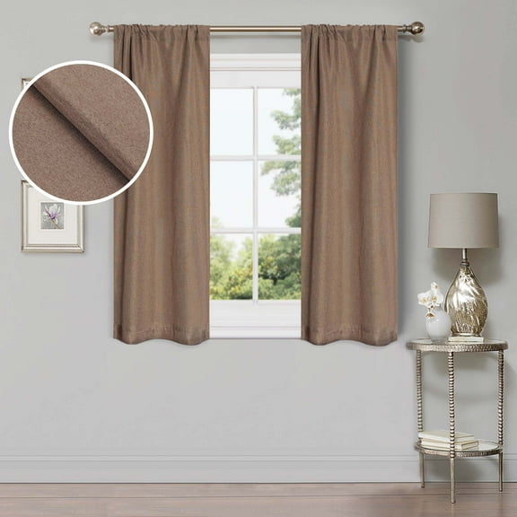 Linen Solid Blackout Curtain Panels, 26" x 63", Acorn by Blue Nile Mills