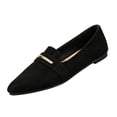 thumbnail image 3 of Domzle Women's Pointy Toe Loafer Flat Comfortable Faux Suede Work Shoes,Cute Penny Loafer Slip On Ballet Flat Black, 3 of 10
