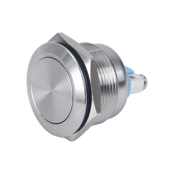 Larcele Interrupteur à Bouton-Poussoir 22mm Étanche Instantané Métal DIY Interrupteur avec Vis Borne, 1 Pce JSANKG-14