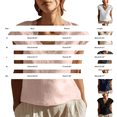 thumbnail image 3 of Women's V-neck Floral Edge Blouse Tops Short Sleeves Loose-fitting Pure Cotton Shirt Lace Trim V Neck Vacation Cap Sleeve Casual Blouses Versatile Short Sleeves Tops White L Summer Sales Under $2, 3 of 4