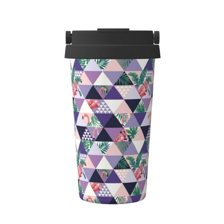 

Fuzoiu Plaid Flamingo Print Stainless Steel Travel Mug Vacuum Insulated Coffee Travel Mug Reusable Coffee Cup for Hot and Cold