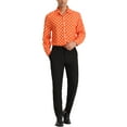 thumbnail image 2 of Camisa de vestir de manga larga de botones para hombre INSPIRE CHIC con estampado de lunares, casual, talla XL, color naranja, 2 of 7