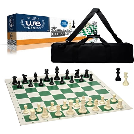 WE Games Tournament Chess Set with 20 inch Roll-Up Vinyl Chess Board with Carry Bag