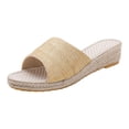 thumbnail image 4 of Rokment Womens Linen Straw Patchwork Backless Sandals Boho Beach Comfortable Espadrilles Wedge Walking Slip on Stylish Casual Platform Mid Heels Dress Slides Mules Yellow Size 8, 4 of 5