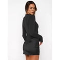 thumbnail image 5 of Women'S Patchwork Bodycon Sleeve Ruched Bodycon Work Mini Dress, 5 of 8