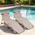 thumbnail image 2 of Gymax 2PCS Tanning Chair w/Face Arm Holes 4-Level Backrest & Head Pillow Side Pocket Sand, 2 of 10