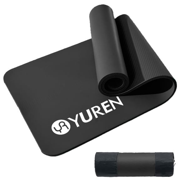 YR Yoga Mat Thick 20mm High-density NBR Foam Pilates Exercise Stretching Fitness Mats, 76” x 24” Black W/ Bag